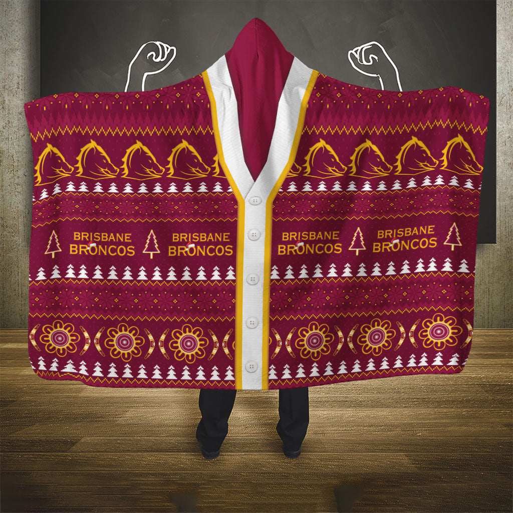 Brisbane Broncos Rugby Christmas Hooded Blanket Aboriginal Seamless Cardigan Inspired