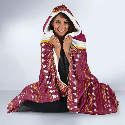 Brisbane Broncos Rugby Christmas Hooded Blanket Aboriginal Seamless Cardigan Inspired