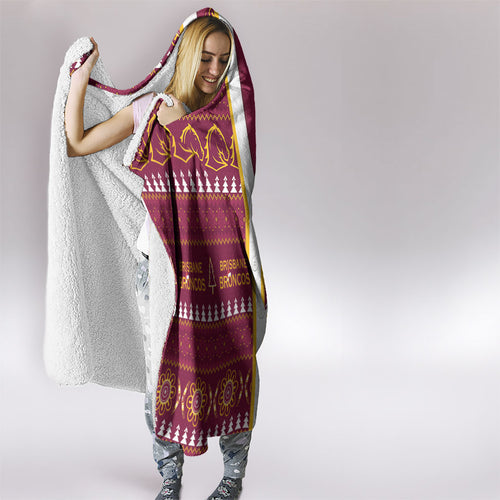 Brisbane Broncos Rugby Christmas Hooded Blanket Aboriginal Seamless Cardigan Inspired