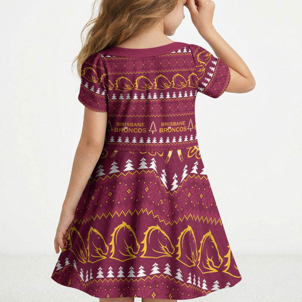 Brisbane Broncos Rugby Christmas Kid Short Sleeve Dress Aboriginal Seamless Cardigan Inspired