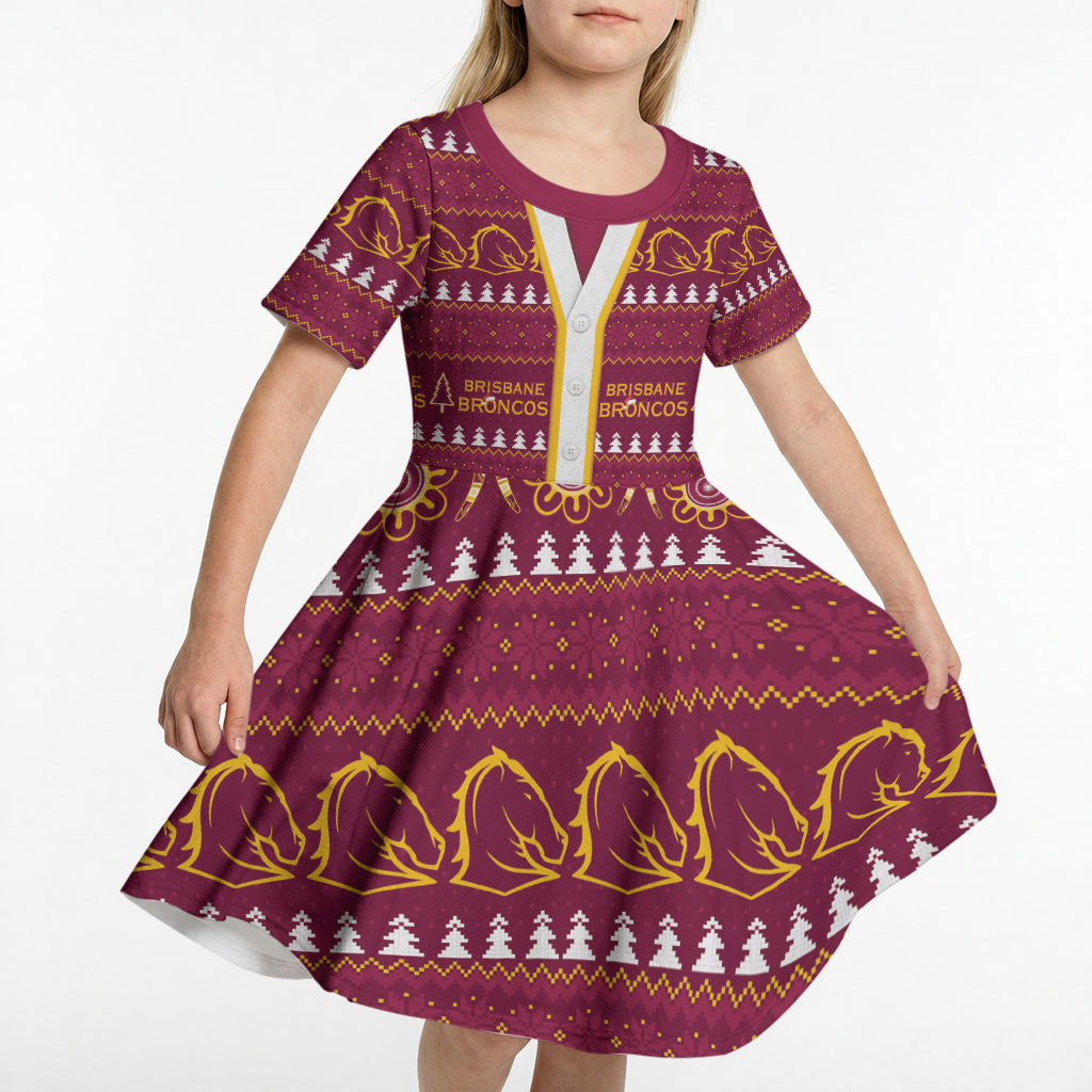 Brisbane Broncos Rugby Christmas Kid Short Sleeve Dress Aboriginal Seamless Cardigan Inspired