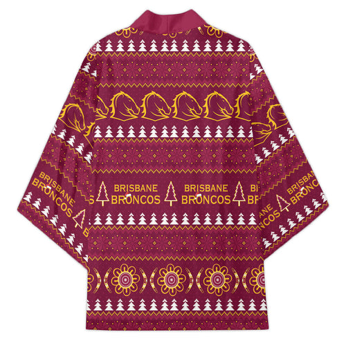 Brisbane Broncos Rugby Christmas Kimono Aboriginal Seamless Cardigan Inspired