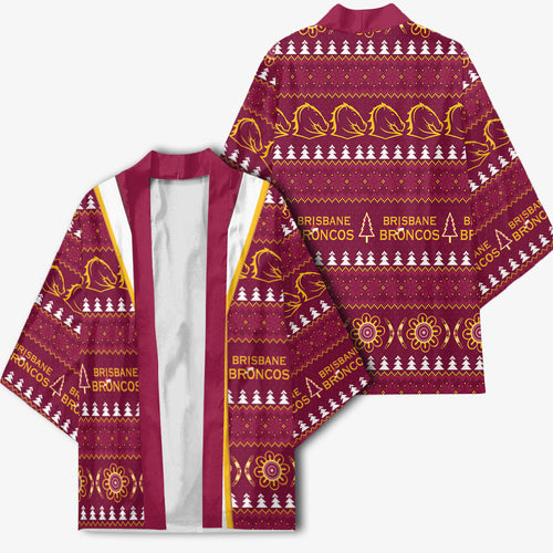 Brisbane Broncos Rugby Christmas Kimono Aboriginal Seamless Cardigan Inspired