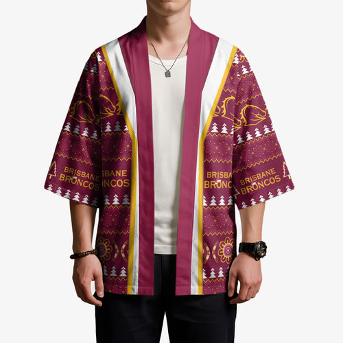 Brisbane Broncos Rugby Christmas Kimono Aboriginal Seamless Cardigan Inspired