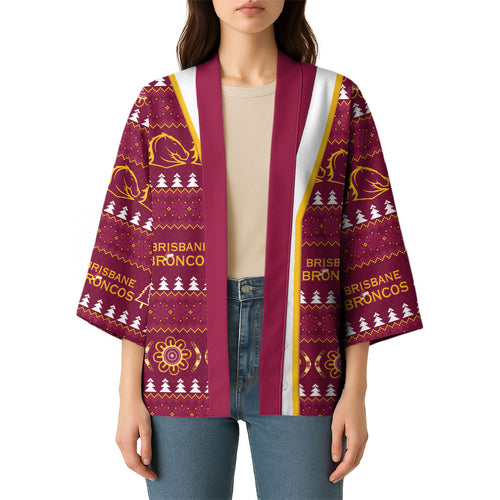 Brisbane Broncos Rugby Christmas Kimono Aboriginal Seamless Cardigan Inspired