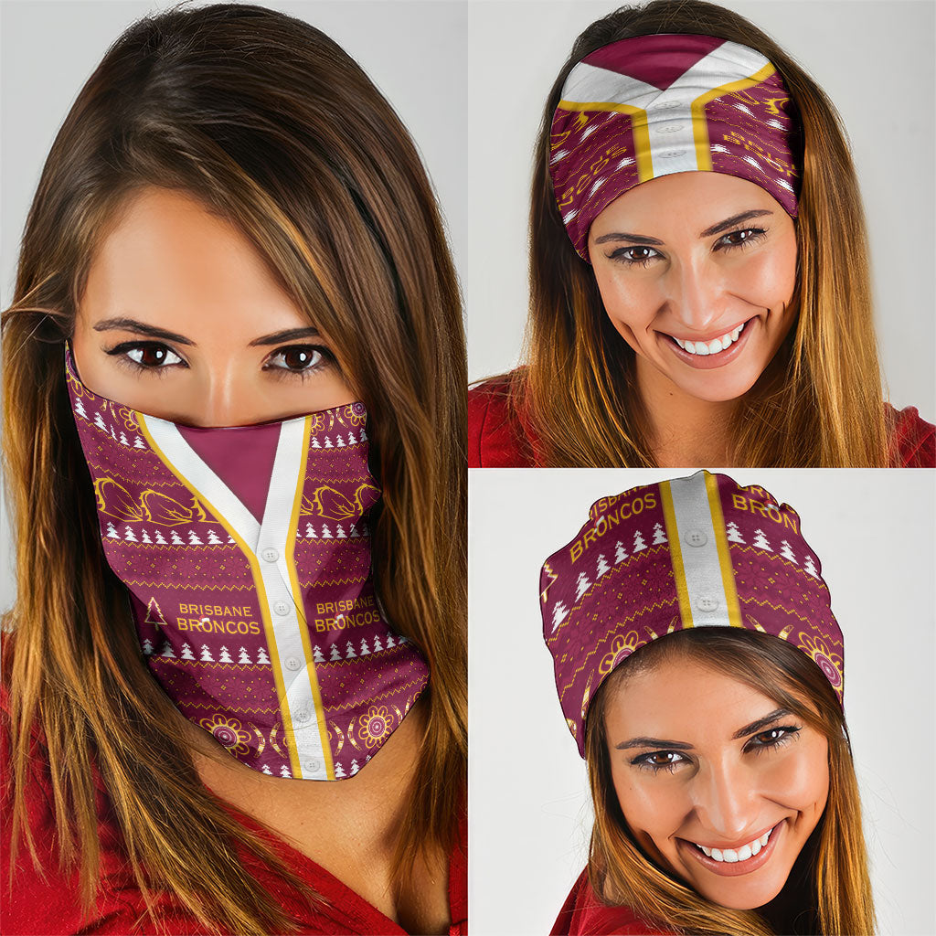 Brisbane Broncos Rugby Christmas Neck Gaiter Aboriginal Seamless Cardigan Inspired