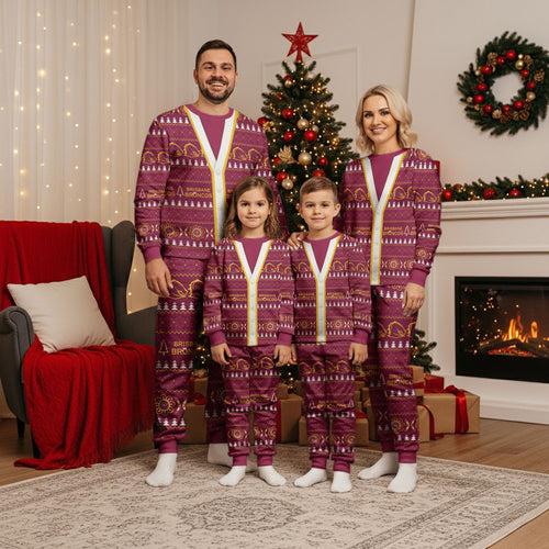 Brisbane Broncos Rugby Christmas Pajama Set Aboriginal Seamless Cardigan Inspired