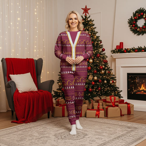 Brisbane Broncos Rugby Christmas Pajama Set Aboriginal Seamless Cardigan Inspired