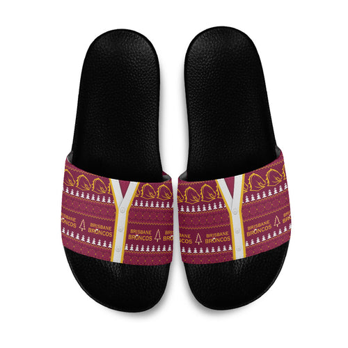 Brisbane Broncos Rugby Christmas Slide Sandals Aboriginal Seamless Cardigan Inspired