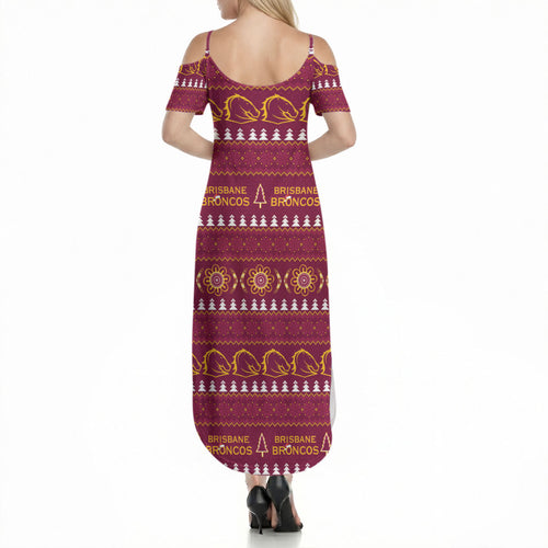 Brisbane Broncos Rugby Christmas Summer Maxi Dress Aboriginal Seamless Cardigan Inspired