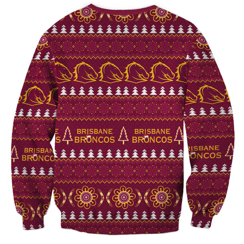 Brisbane Broncos Rugby Christmas Sweatshirt Aboriginal Seamless Cardigan Inspired