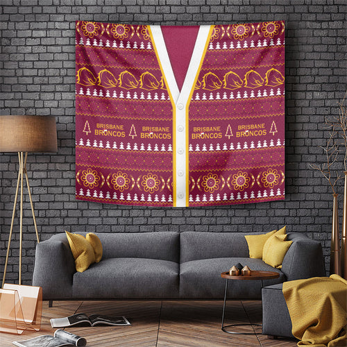 Brisbane Broncos Rugby Christmas Tapestry Aboriginal Seamless Cardigan Inspired