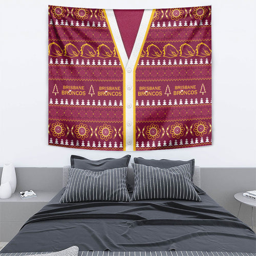 Brisbane Broncos Rugby Christmas Tapestry Aboriginal Seamless Cardigan Inspired