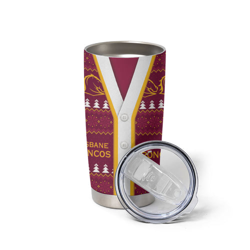 Brisbane Broncos Rugby Christmas Tumbler Cup Aboriginal Seamless Cardigan Inspired