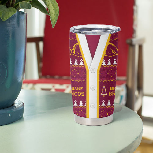 Brisbane Broncos Rugby Christmas Tumbler Cup Aboriginal Seamless Cardigan Inspired
