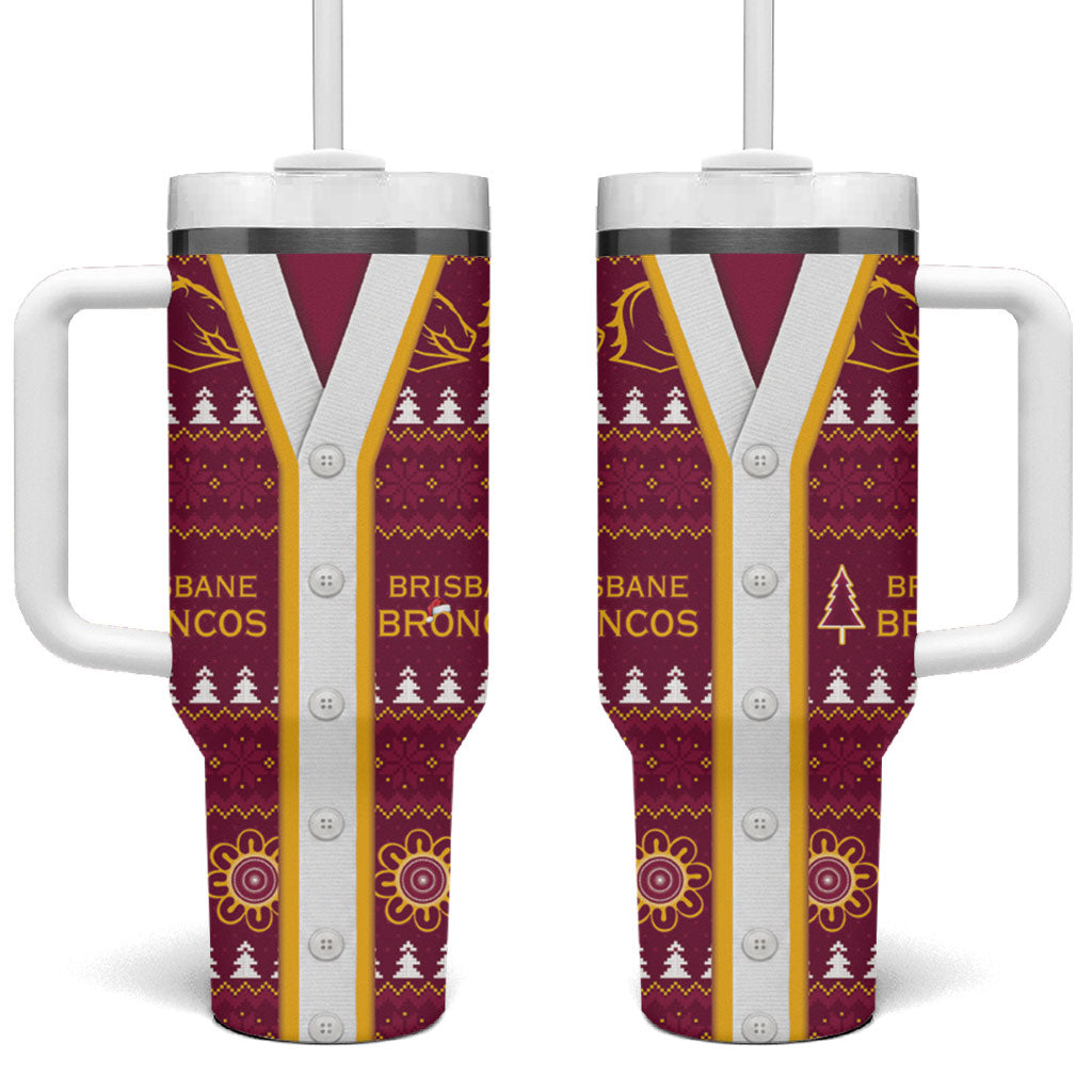Brisbane Broncos Rugby Christmas Tumbler With Handle Aboriginal Seamless Cardigan Inspired