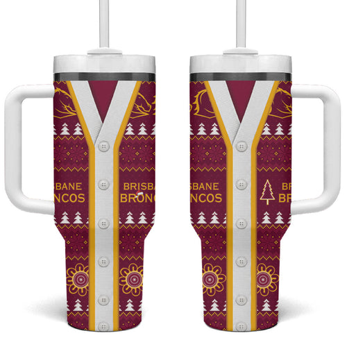 Brisbane Broncos Rugby Christmas Tumbler With Handle Aboriginal Seamless Cardigan Inspired