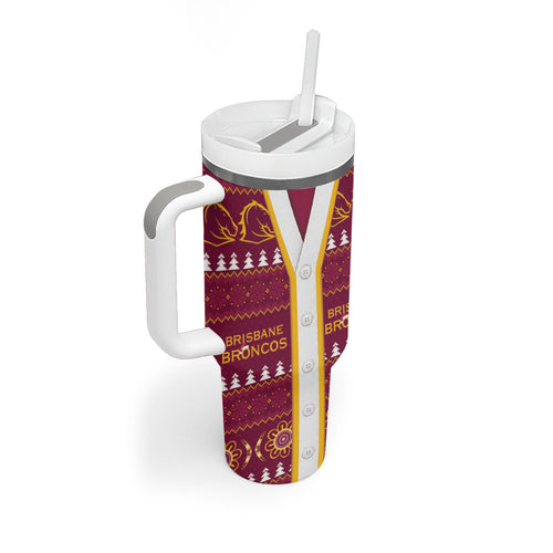 Brisbane Broncos Rugby Christmas Tumbler With Handle Aboriginal Seamless Cardigan Inspired