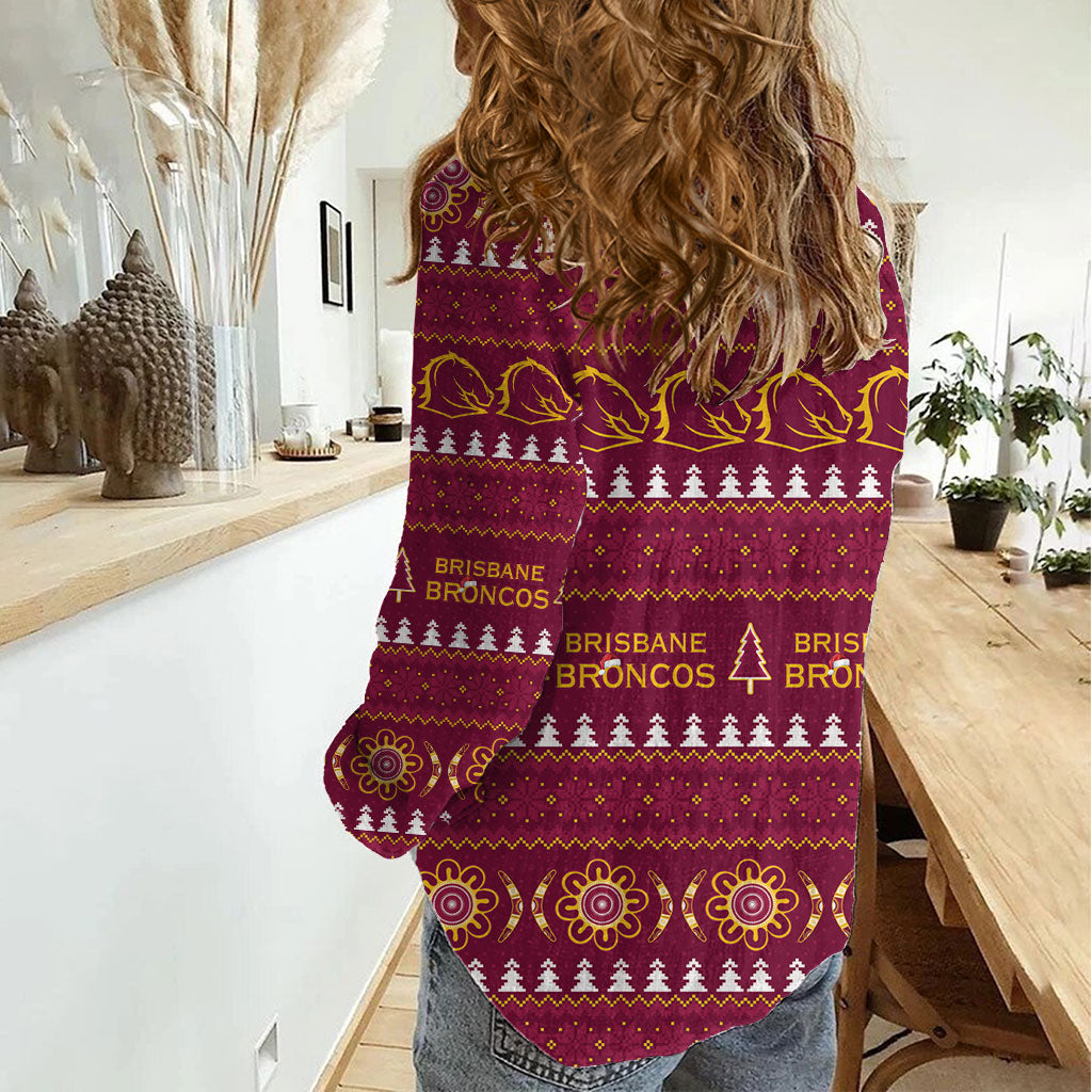 Brisbane Broncos Rugby Christmas Women Casual Shirt Aboriginal Seamless Cardigan Inspired