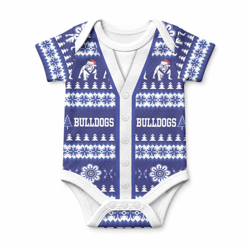 Bulldogs Rugby Christmas Baby Onesie Aboriginal Seamless Cardigan Inspired