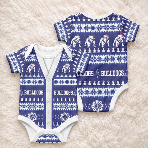 Bulldogs Rugby Christmas Baby Onesie Aboriginal Seamless Cardigan Inspired