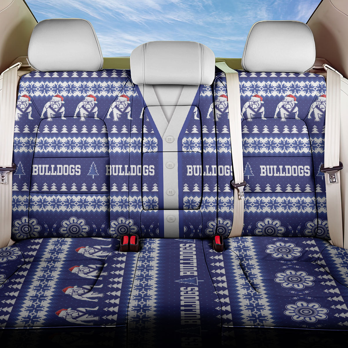 Bulldogs Rugby Christmas Back Car Seat Cover Aboriginal Seamless Cardigan Inspired
