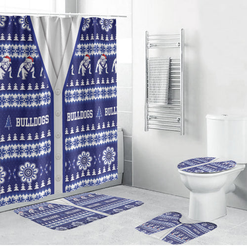 Bulldogs Rugby Christmas Bathroom Set Aboriginal Seamless Cardigan Inspired