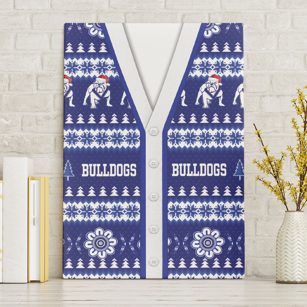 Bulldogs Rugby Christmas Canvas Wall Art Aboriginal Seamless Cardigan Inspired
