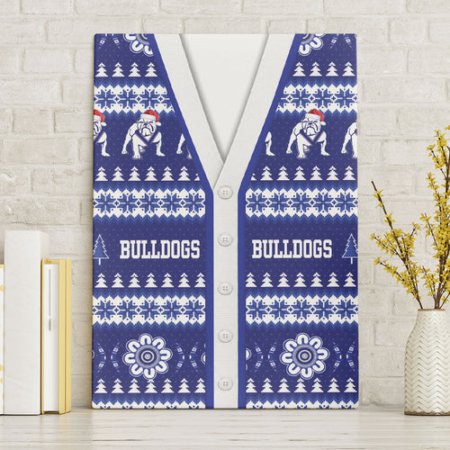 Bulldogs Rugby Christmas Canvas Wall Art Aboriginal Seamless Cardigan Inspired