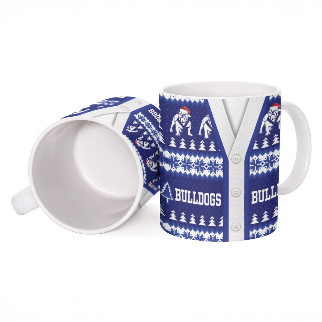 Bulldogs Rugby Christmas Ceramic Mug Aboriginal Seamless Cardigan Inspired