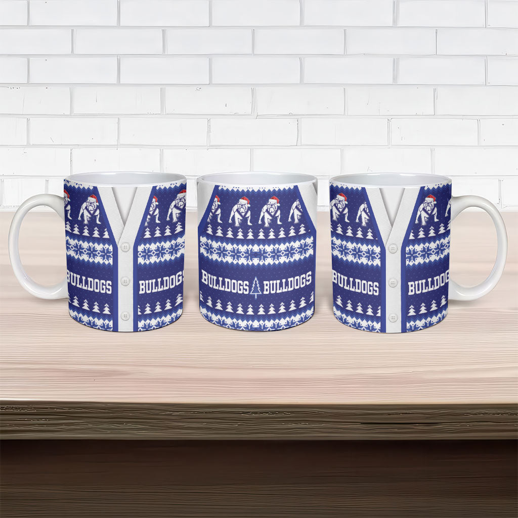 Bulldogs Rugby Christmas Ceramic Mug Aboriginal Seamless Cardigan Inspired
