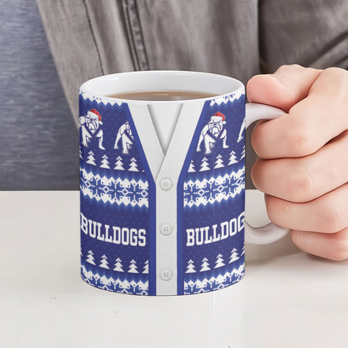 Bulldogs Rugby Christmas Ceramic Mug Aboriginal Seamless Cardigan Inspired