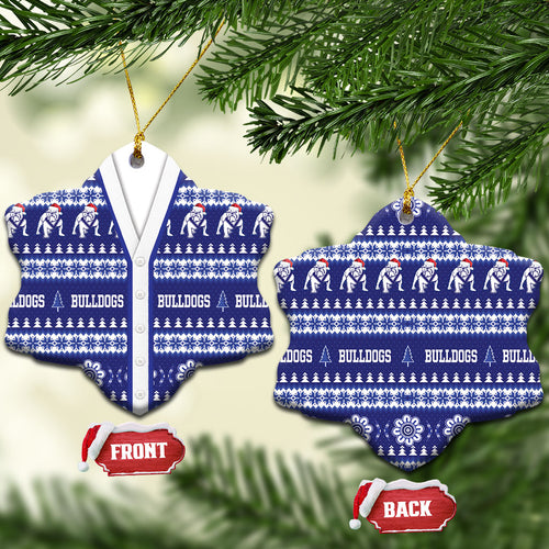 Bulldogs Rugby Christmas Ceramic Ornament Aboriginal Seamless Cardigan Inspired