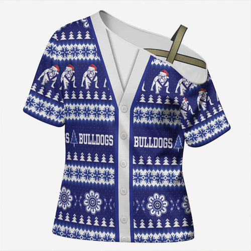 Bulldogs Rugby Christmas Cross Shoulder Shirt Aboriginal Seamless Cardigan Inspired