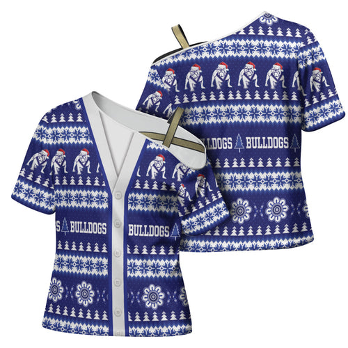 Bulldogs Rugby Christmas Cross Shoulder Shirt Aboriginal Seamless Cardigan Inspired