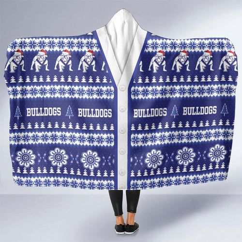 Bulldogs Rugby Christmas Hooded Blanket Aboriginal Seamless Cardigan Inspired