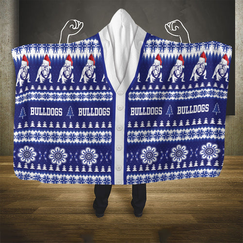Bulldogs Rugby Christmas Hooded Blanket Aboriginal Seamless Cardigan Inspired