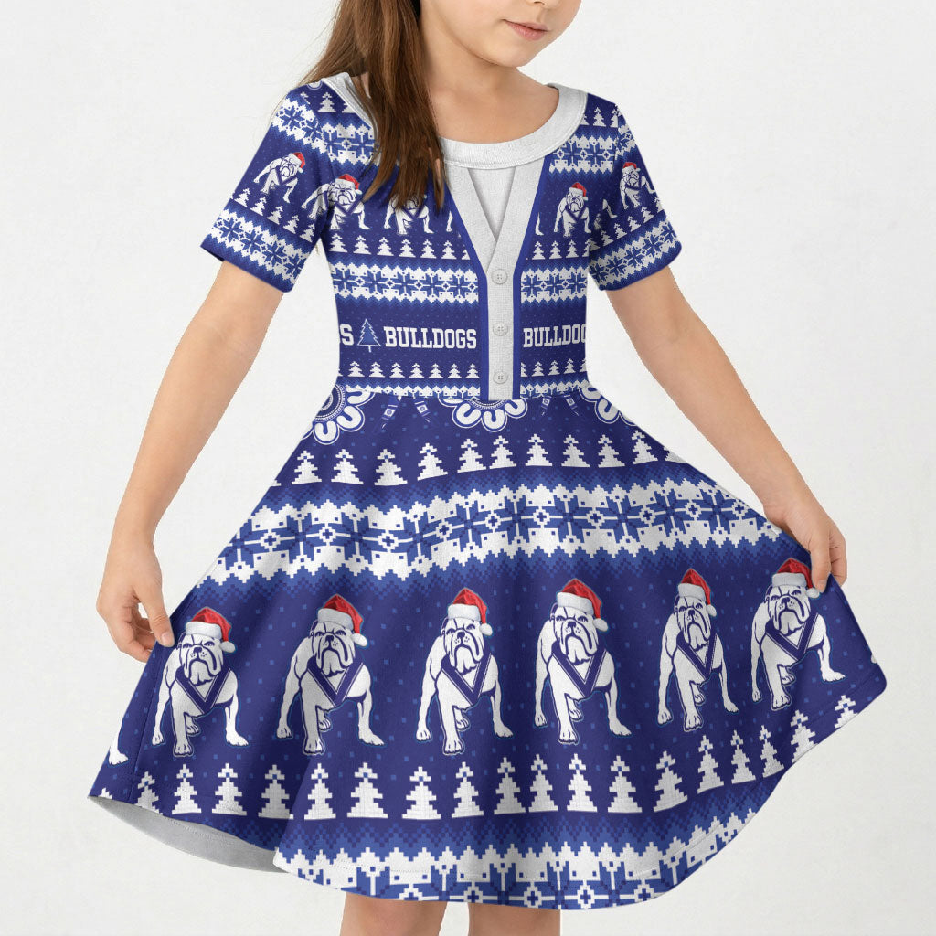 Bulldogs Rugby Christmas Kid Short Sleeve Dress Aboriginal Seamless Cardigan Inspired