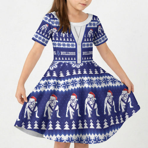 Bulldogs Rugby Christmas Kid Short Sleeve Dress Aboriginal Seamless Cardigan Inspired