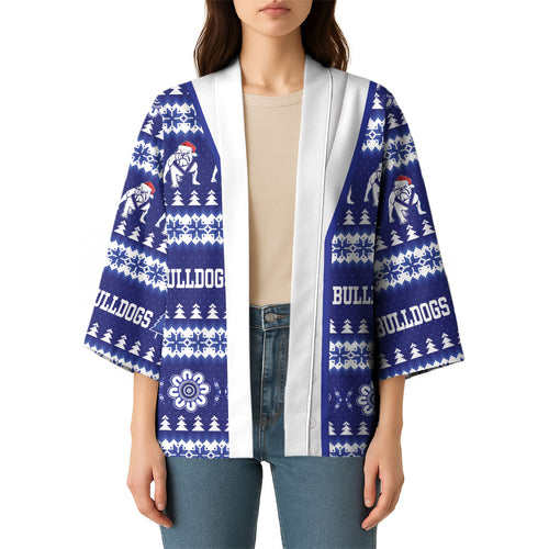 Bulldogs Rugby Christmas Kimono Aboriginal Seamless Cardigan Inspired