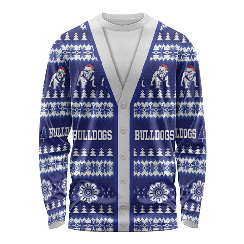 Bulldogs Rugby Christmas Long Sleeve Shirt Aboriginal Seamless Cardigan Inspired