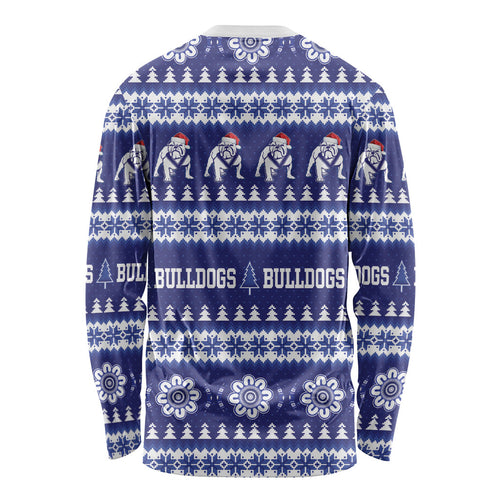 Bulldogs Rugby Christmas Long Sleeve Shirt Aboriginal Seamless Cardigan Inspired