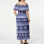 Bulldogs Rugby Christmas Off Shoulder Maxi Dress Aboriginal Seamless Cardigan Inspired