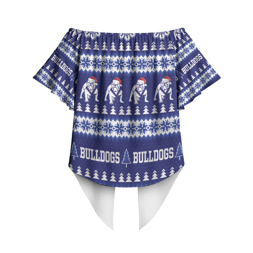 Bulldogs Rugby Christmas Off Shoulder Wrap Waist Top Aboriginal Seamless Cardigan Inspired