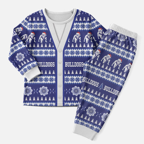 Bulldogs Rugby Christmas Pajama Set Aboriginal Seamless Cardigan Inspired