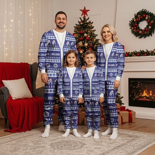 Bulldogs Rugby Christmas Pajama Set Aboriginal Seamless Cardigan Inspired