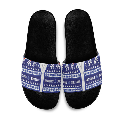 Bulldogs Rugby Christmas Slide Sandals Aboriginal Seamless Cardigan Inspired