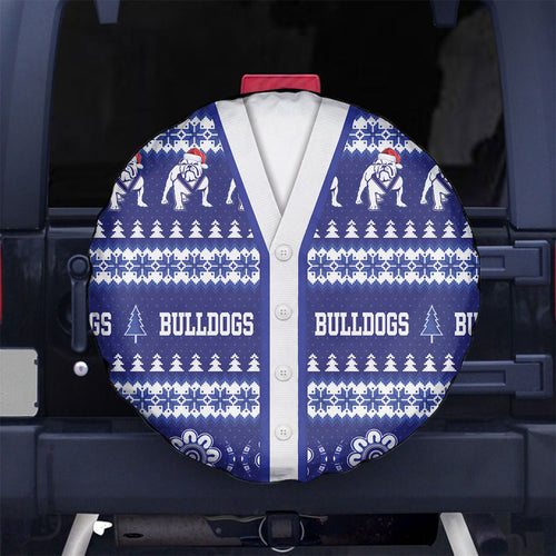Bulldogs Rugby Christmas Spare Tire Cover Aboriginal Seamless Cardigan Inspired