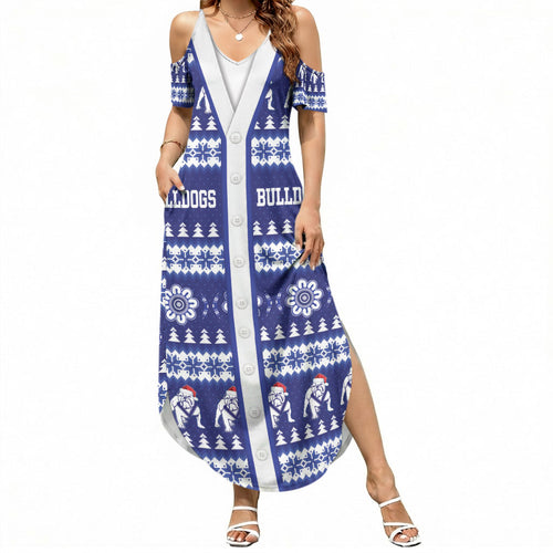 Bulldogs Rugby Christmas Summer Maxi Dress Aboriginal Seamless Cardigan Inspired