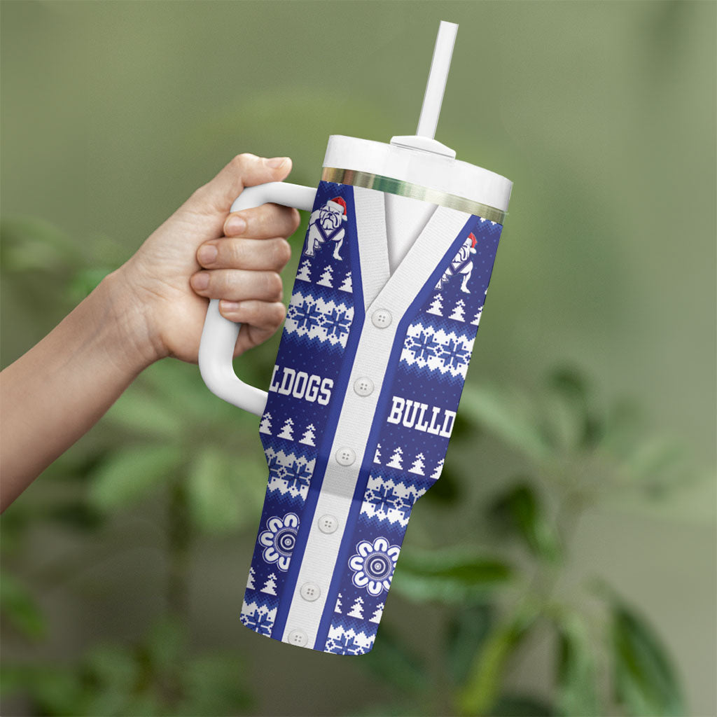 Bulldogs Rugby Christmas Tumbler With Handle Aboriginal Seamless Cardigan Inspired